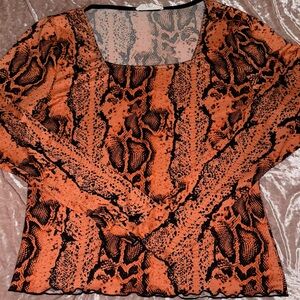 Vibrant Orange Snake Print Top